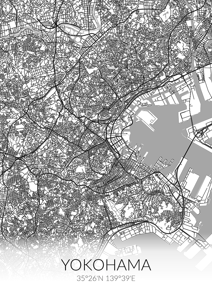 Yokohama City Map White