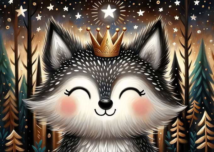 Adorable Whimsical Wolf