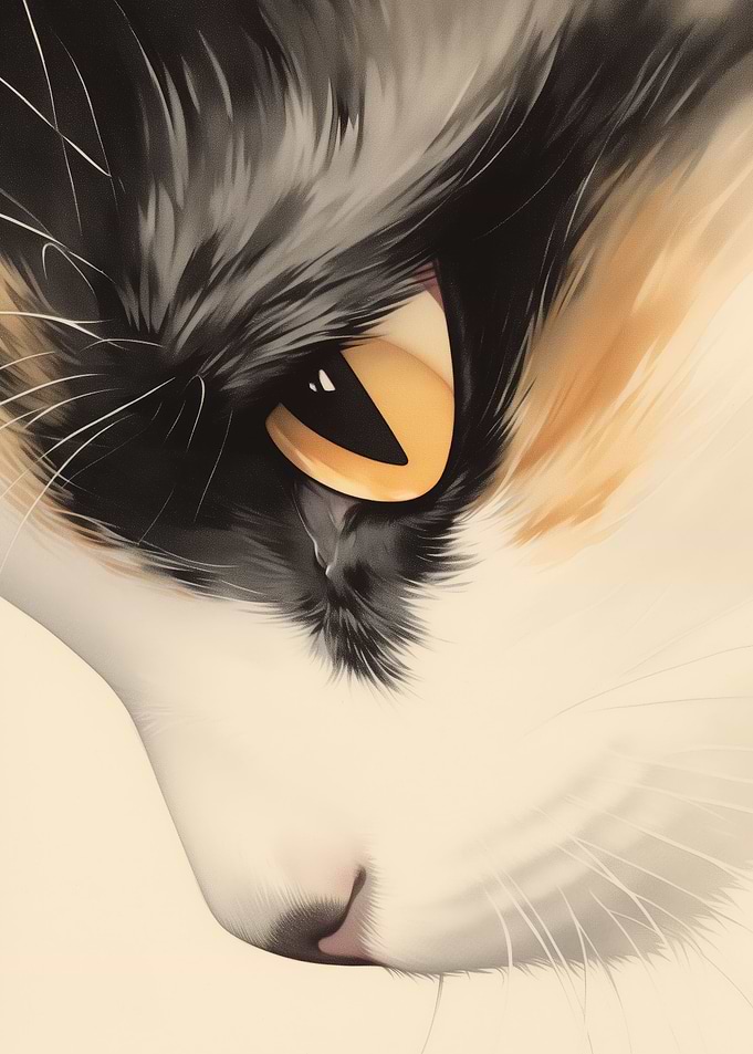 Vintage Japanese Cat Face