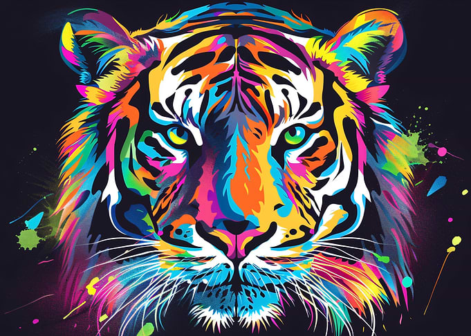 colorful tiger head