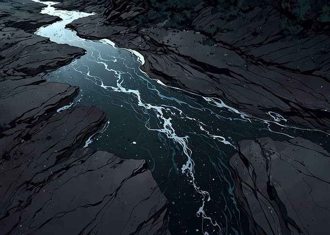 River Flows in Moody Rain
