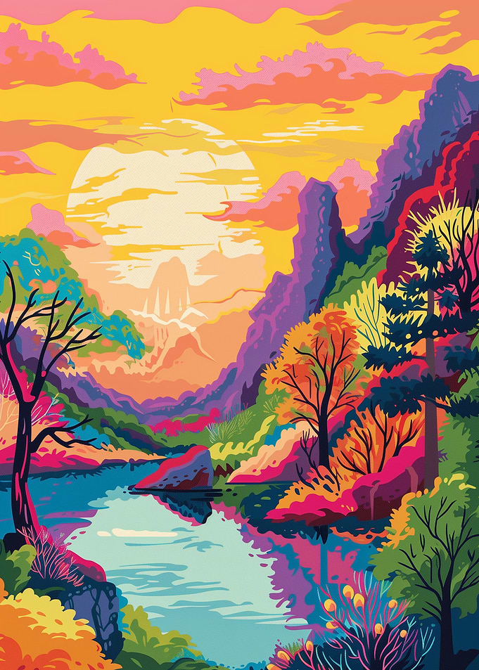 Vibrant Pop Art Landscape