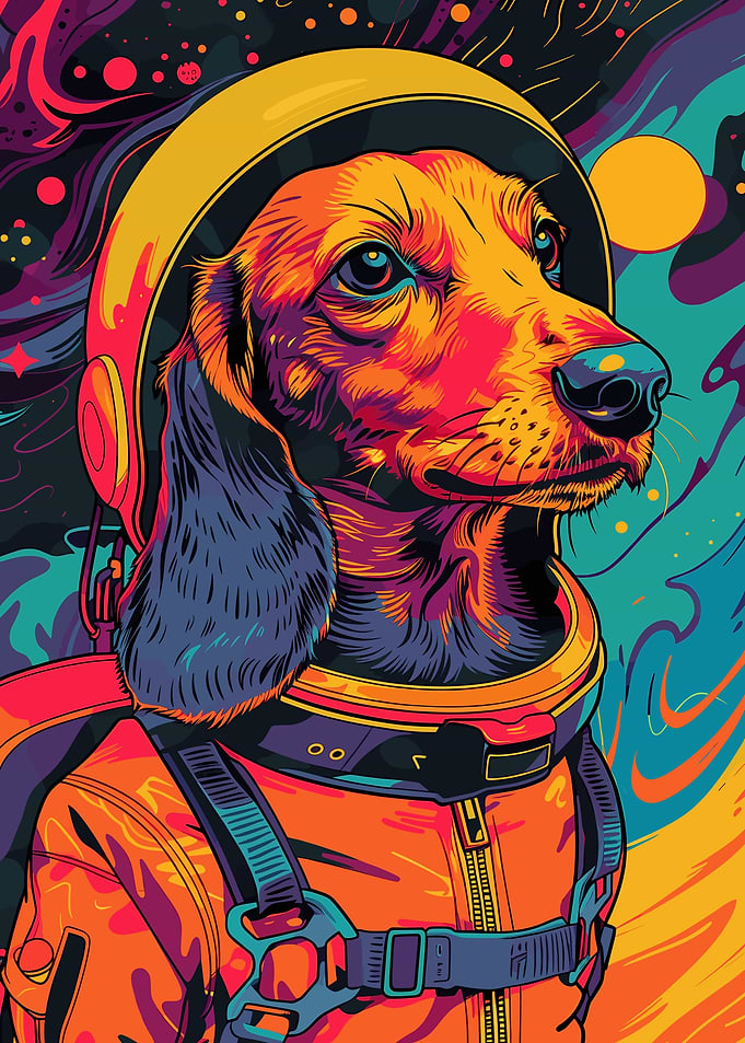Astronaut Dachshund Space