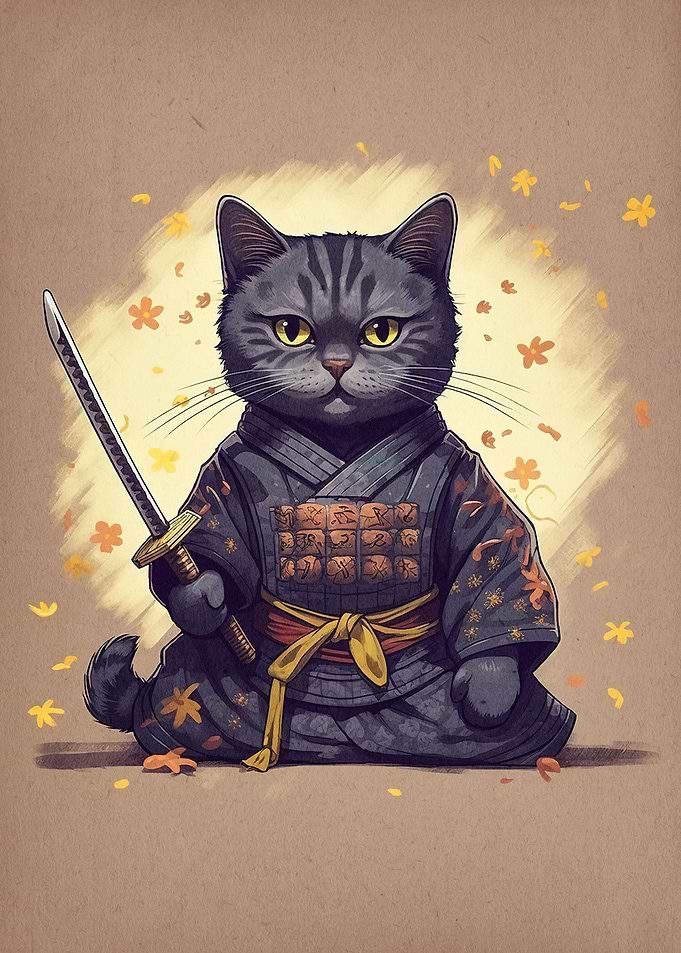 cat samurai japan