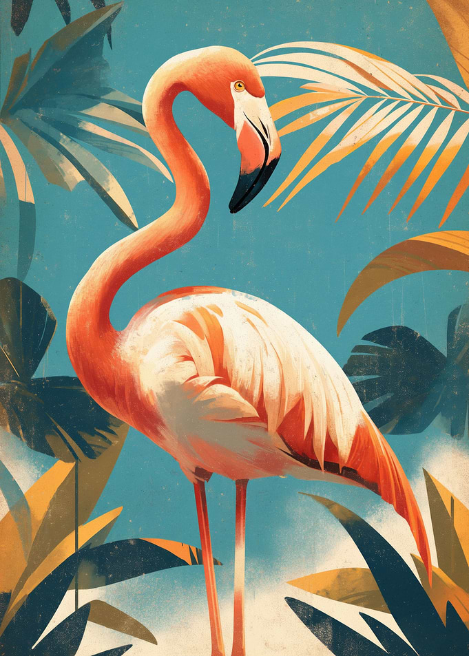 Vintage Art Deco Flamingo