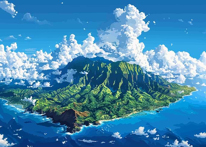 Kauai Hawaii Pixel Art