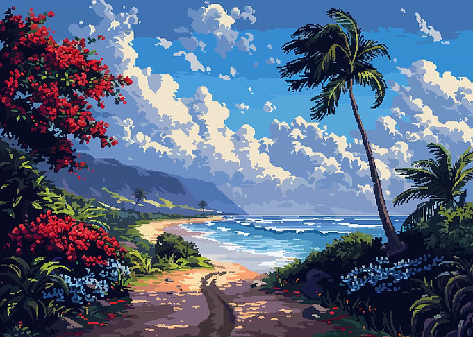 Hawaii Beach Pixel Art