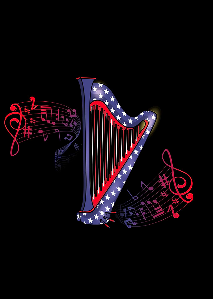 Harpist 4th Of July Harp
