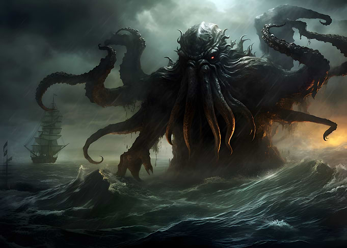 Cthulhu God Ocean Ship