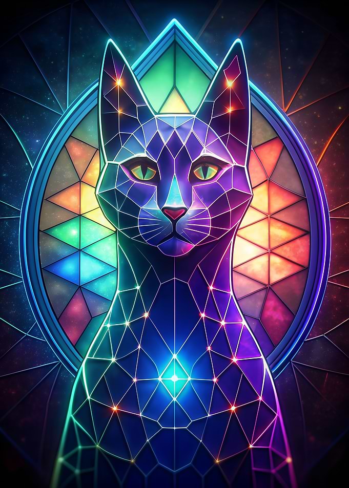 Neon Cat Stained Glass