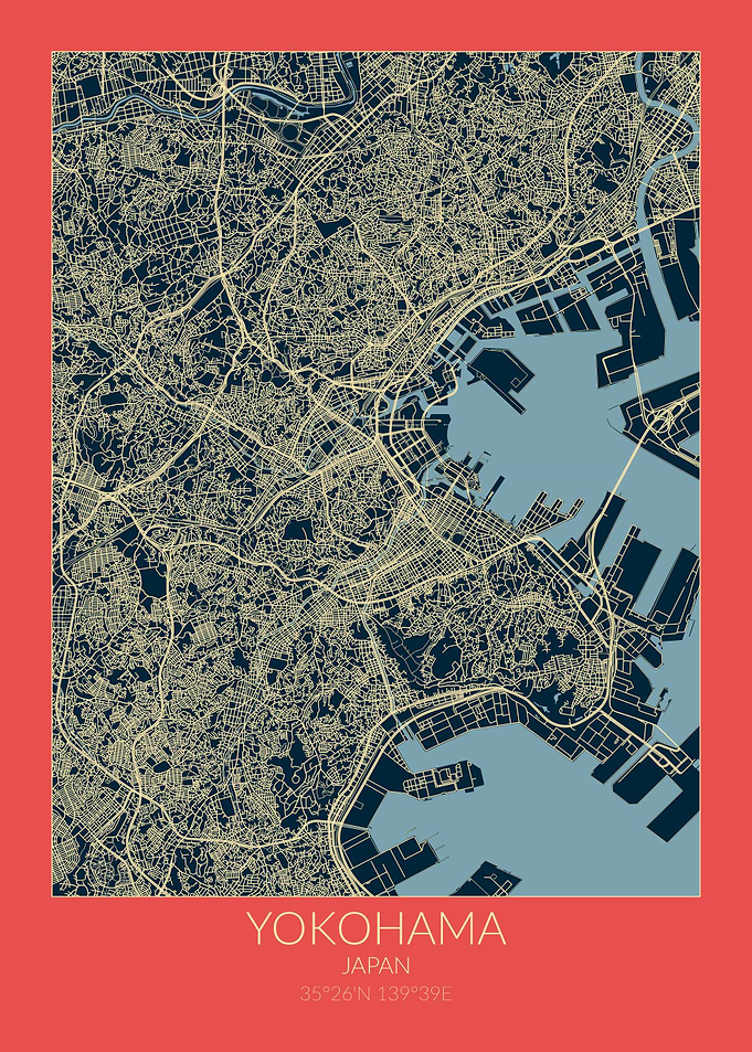 Yokohama Map Red Blue