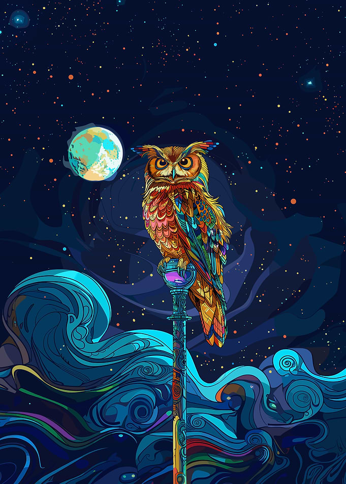 Beautiful Owl At Night