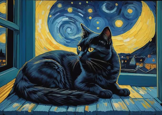Cat in Van Gogh Style