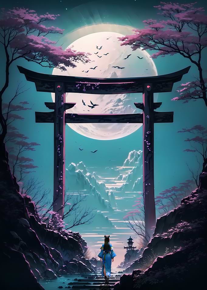 Geisha Moonlit Torii