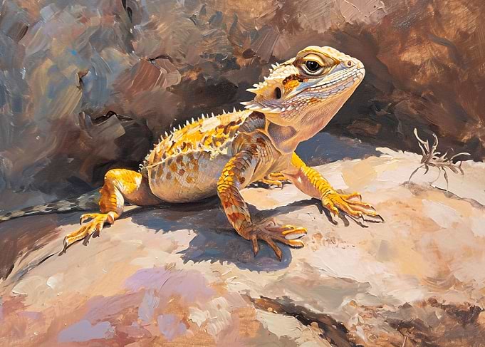 Desert lizard basking