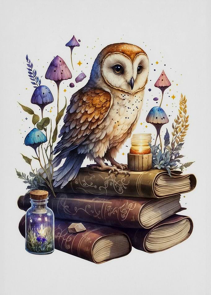 owl and book