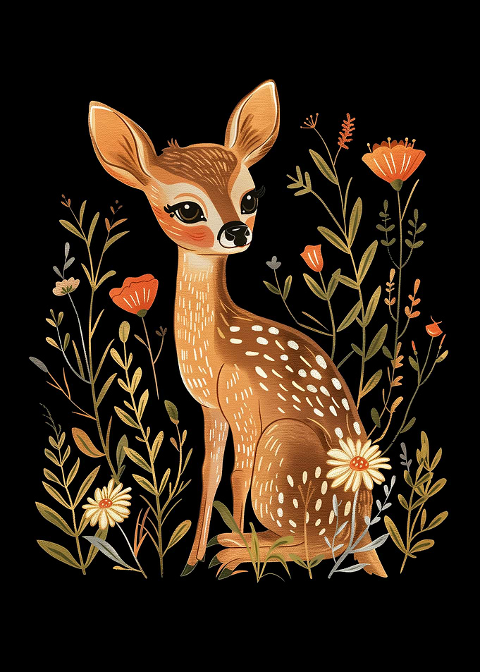 Cottagecore Floral Deer