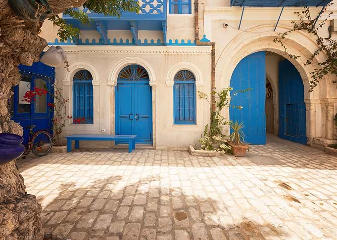 Blue door and windows
