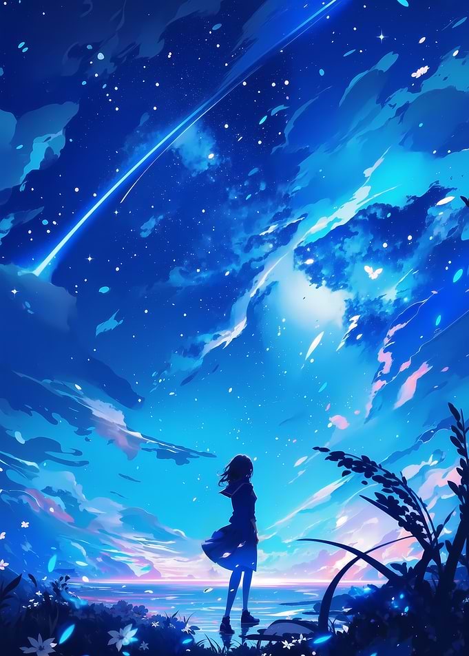 Anime Girl Night Sky Stars