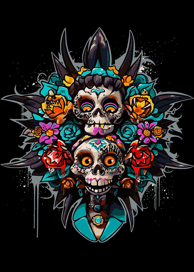 Fractal skull flowers