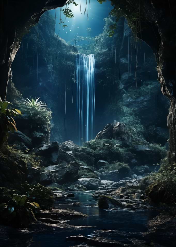 Waterfall in Forest Nature