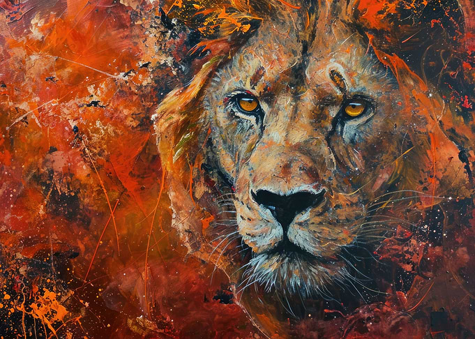 Red lion vibrant artwork