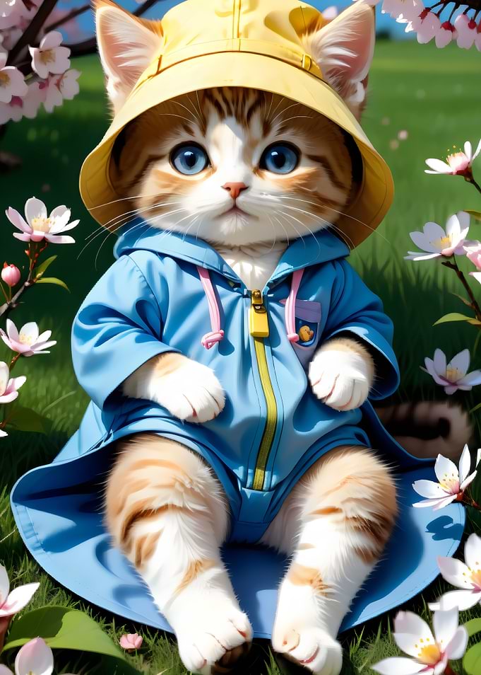 cat wearing a blue coat
