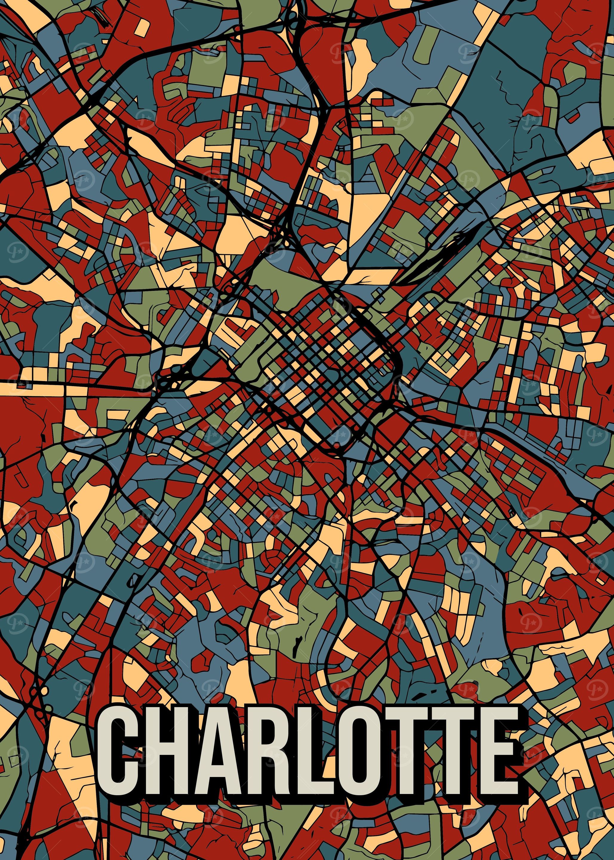 Charlotte Retro City Map