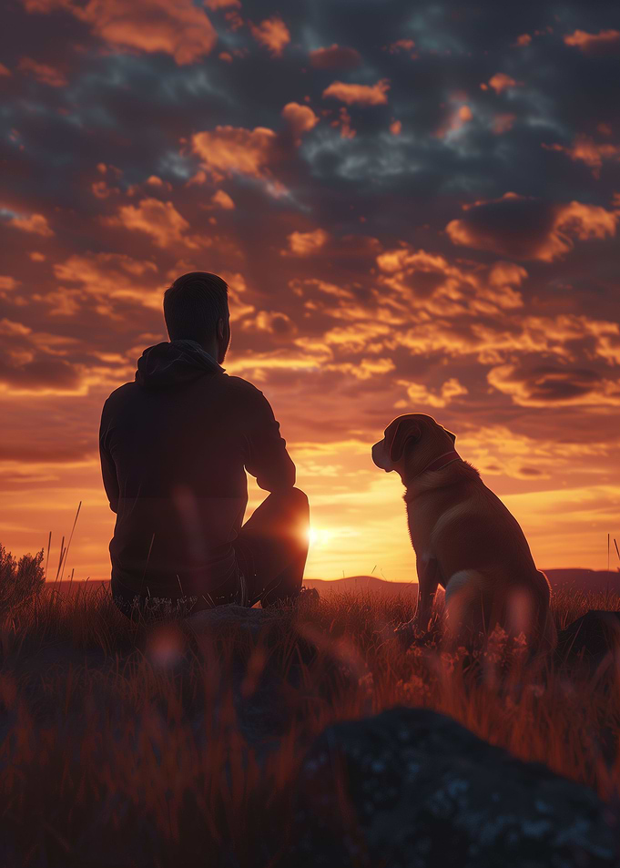 Man With His Dog In Mind