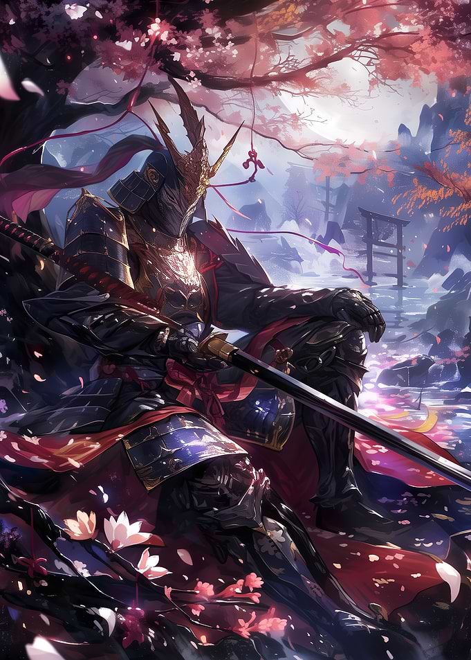 vigilant Japanese samurai