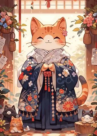 Cat Kimono Japan