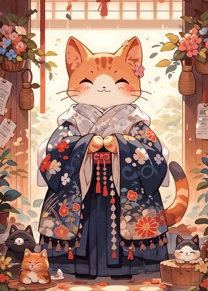 Cat Kimono Japan
