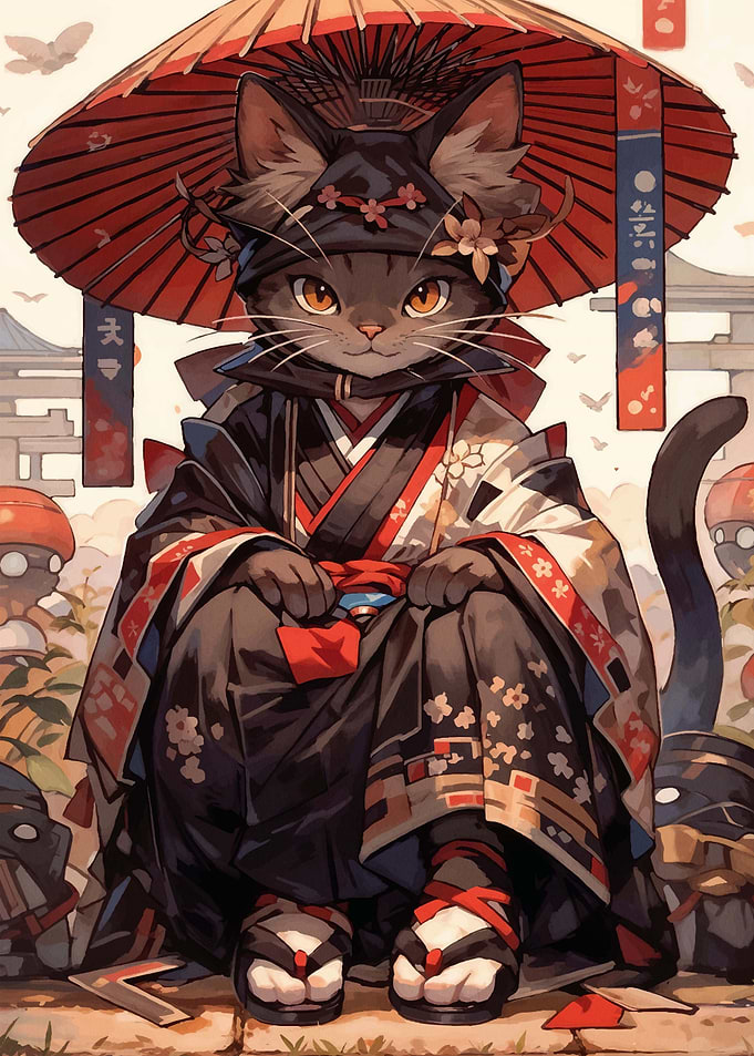 Cat Kimono Japan Cute