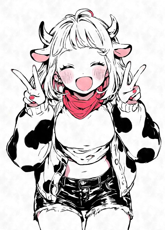 Happy Kawaii Cow Girl