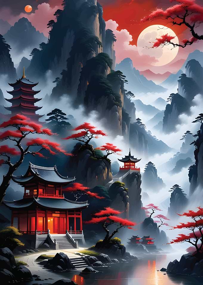 Red Japan Landscape