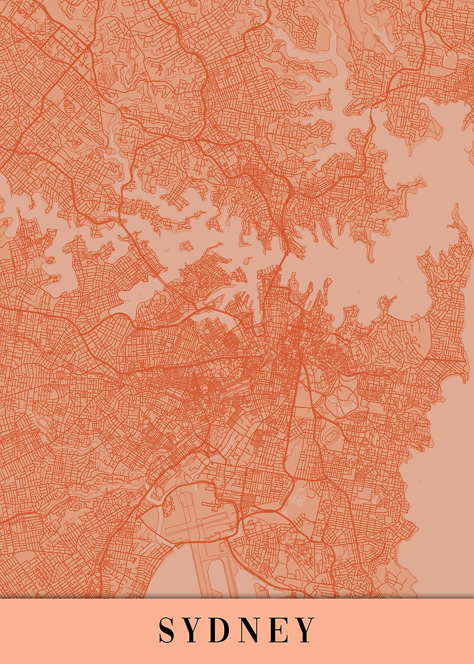 Sydney Orange Vintage Map