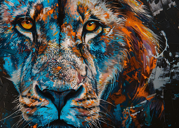 Portrait of colorful lion