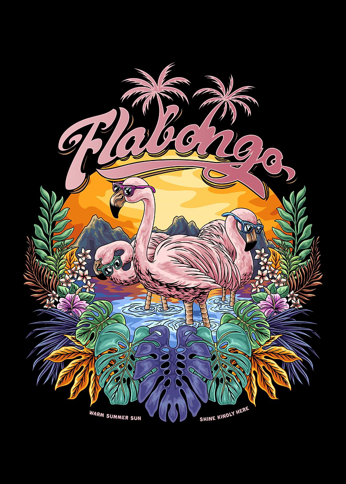 Flamingo Trio With Text