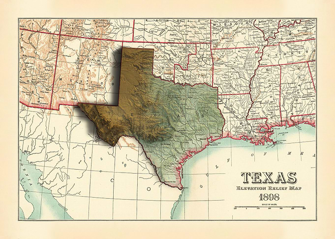Texas Old relief Map