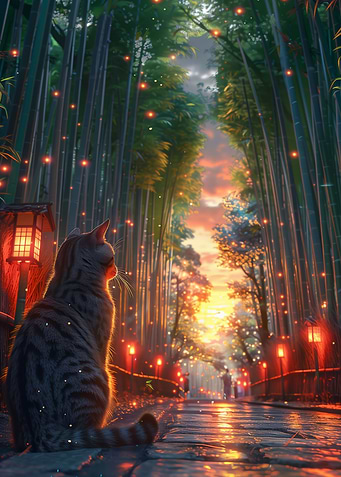 Arashiyama Bamboo cat