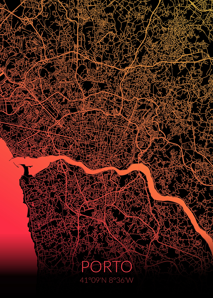 Porto Black Orange Map