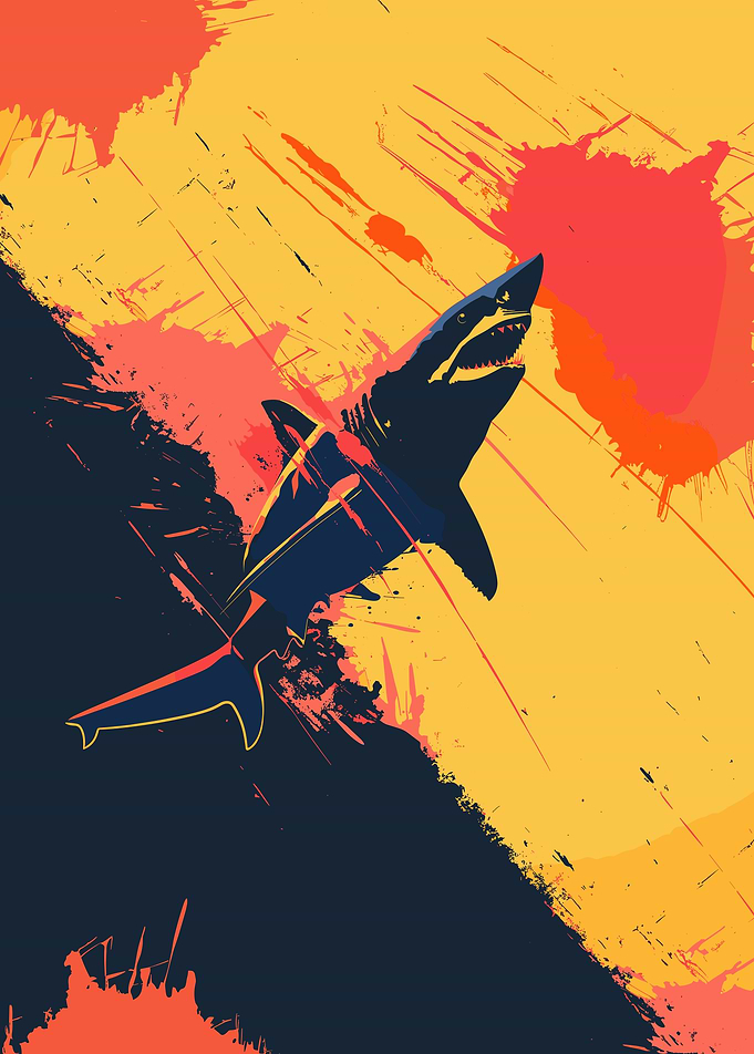 Modern Retro Shark Poster