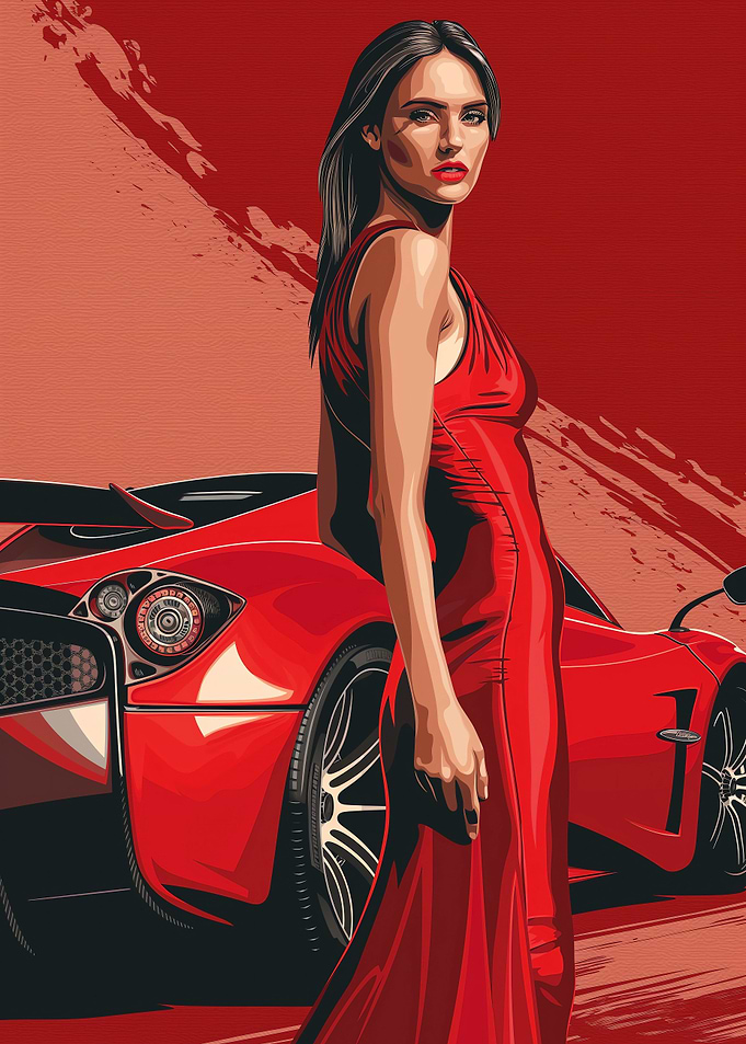 Woman in red Pagani Huayra