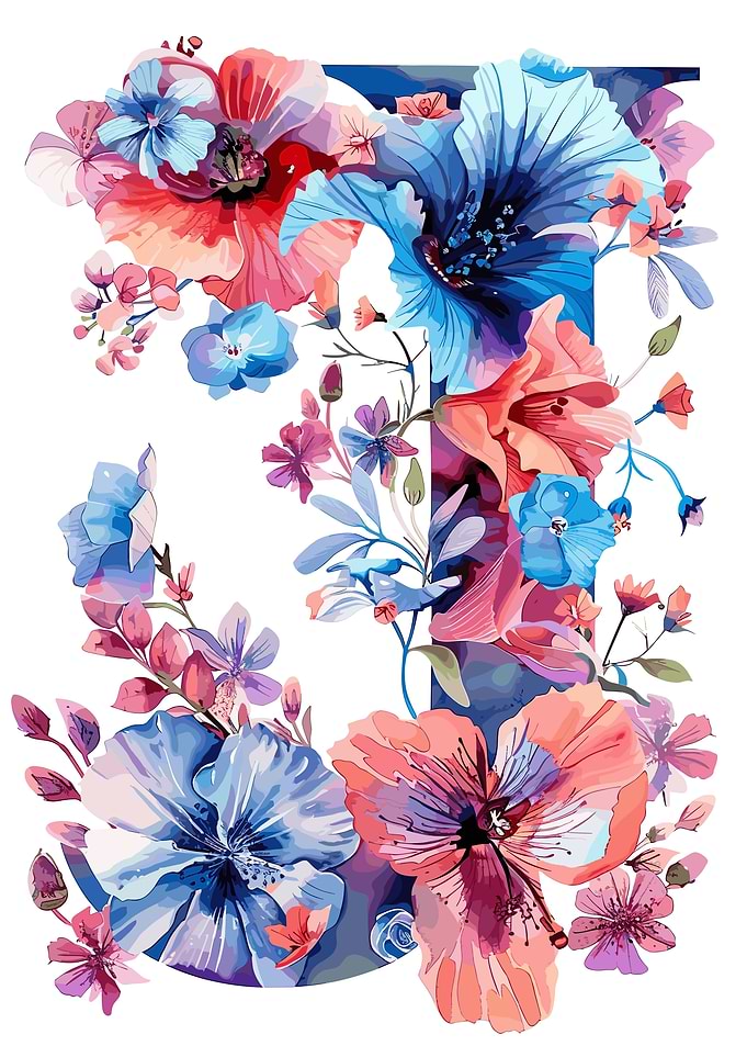 Flower Alphabet Letter J