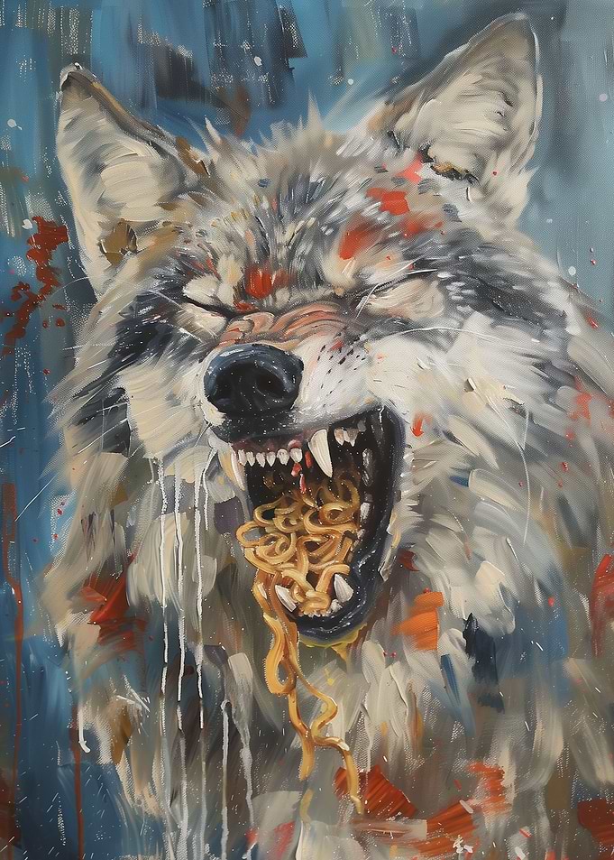 Funny Angry Gray Wolf Food