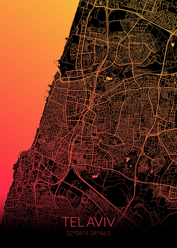 Tel Aviv Black Orange Map