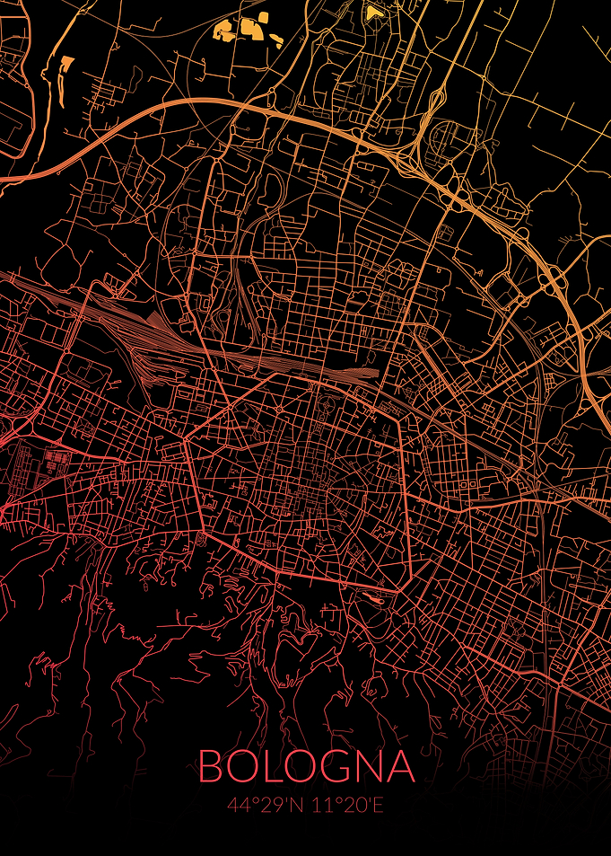 Bologna Black Orange Map