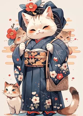 Cat Kimono Japan