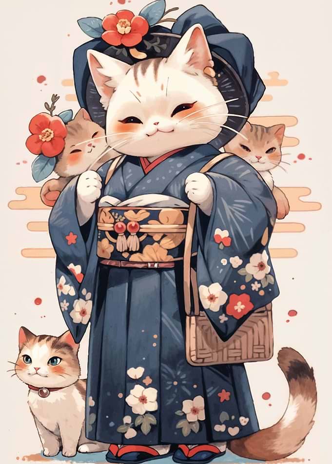 Cat Kimono Japan