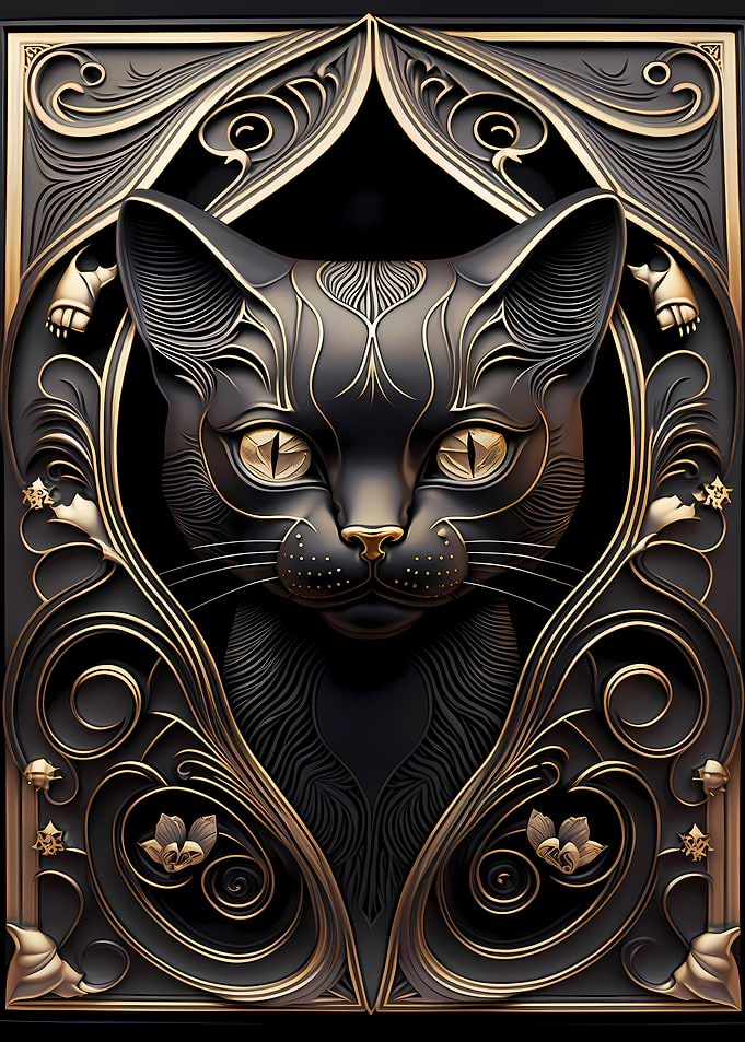 Cute Cat Art Deco